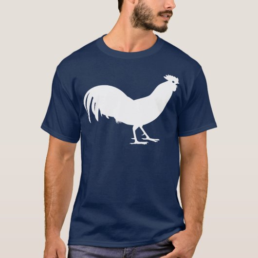 White Rooster Bird Print T-shirt (Voorkant)