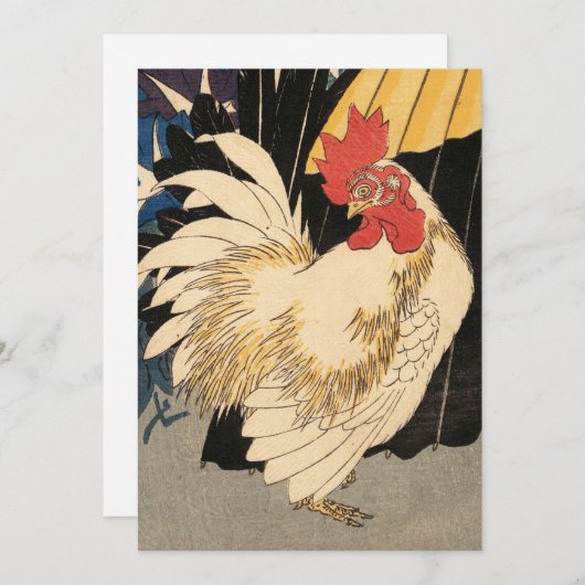 White Rooster Feestdagenkaart (Voorkant / Achterkant)