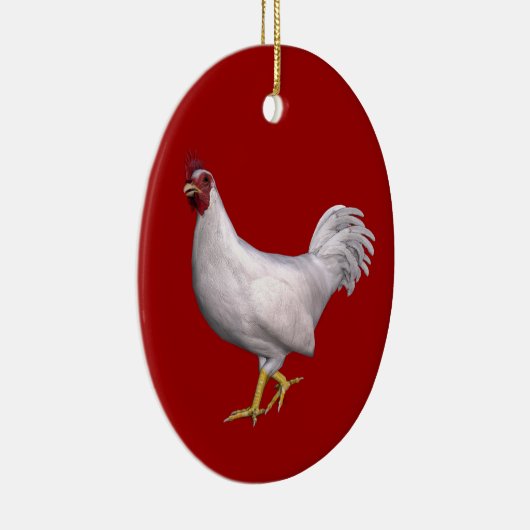 White Rooster Keramisch Ornament (Rechts)