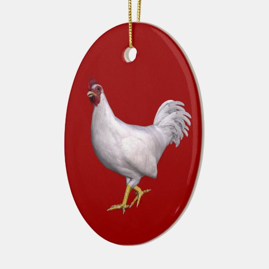 White Rooster Keramisch Ornament (Links)