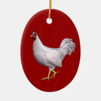 White Rooster Keramisch Ornament