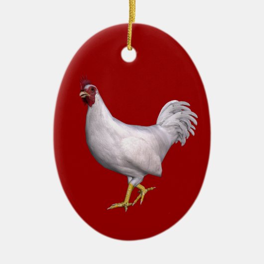 White Rooster Keramisch Ornament (Voorkant)