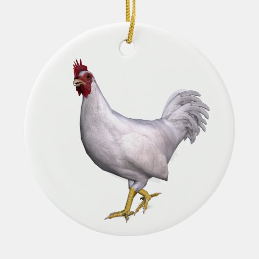 White Rooster Keramisch Ornament (Voorkant)