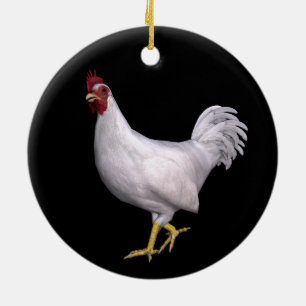 White Rooster Keramisch Ornament