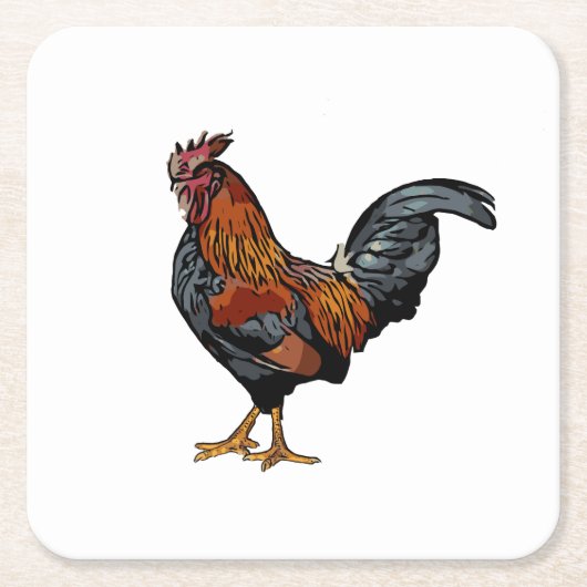 White Rooster Onderzetter (Voorkant)