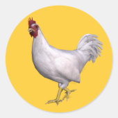 White Rooster Ronde Sticker (Voorkant)