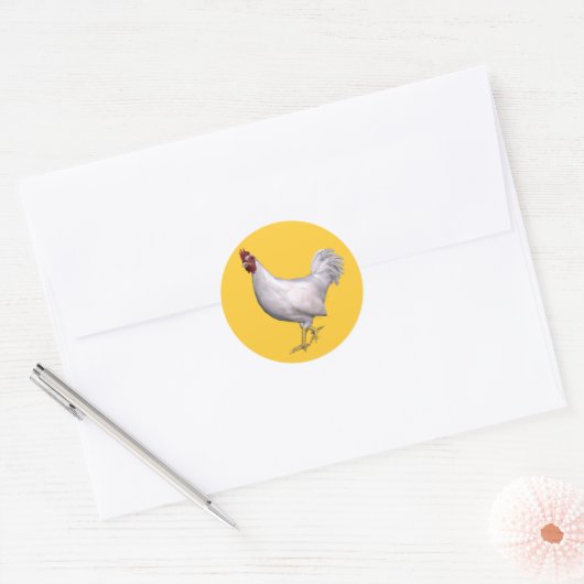 White Rooster Ronde Sticker (Envelop)