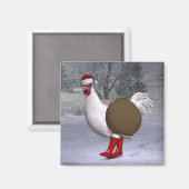 White Rooster Santa Claus Magneet (Voorkant / Achterkant)