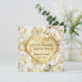 White Rose 50th Wedding Jubileum Kaart (Staand voorkant)