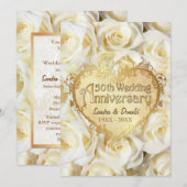 White Rose 50th Wedding Jubileum Kaart (Voorkant / Achterkant)