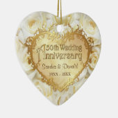 White Rose 50th Wedding Jubileum Keramisch Ornament (Rechts)