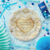 White Rose 50th Wedding Jubileum Papieren Bordje (Feest)