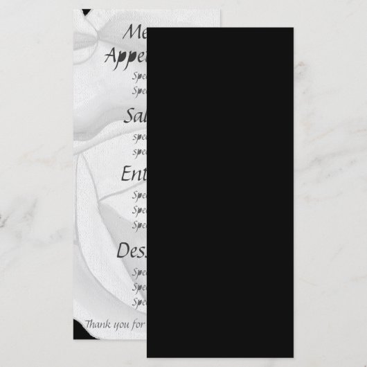 White Rose, aangepaste menukaarten Menu (Voorkant / Achterkant)