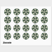 White Rose Abstract Flower Art Ronde Sticker (Vel)