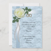 White rose and blue lace bruiloft Invitation Kaart (Achterkant)