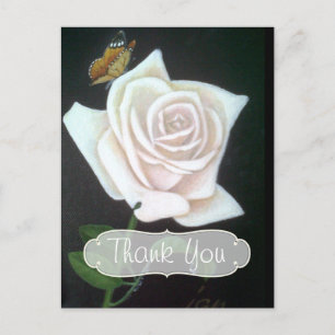 White Rose and Butterfly Dank je Briefkaart