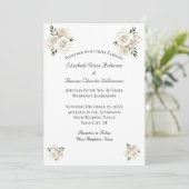 White Rose and Gold Formal Elegant Classic Wedding Kaart (Staand voorkant)