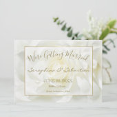 White Rose and Gold We worden getrouwd. Save The Date (Staand voorkant)