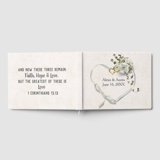 White Rose and Heart With Scripture Verse Gastenboek (Volledig)