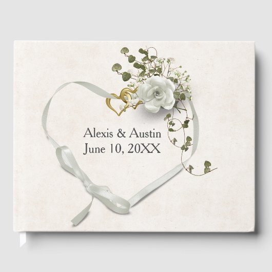 White Rose and Heart With Scripture Verse Gastenboek (Voorkant)