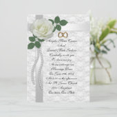 White rose and lace bruiloft Invitation Kaart (Staand voorkant)
