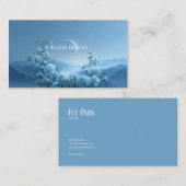 White Rose and Misty Blue Mountain Crescent Moon Visitekaartje (Voorkant / Achterkant)