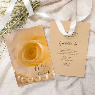 White Rose and Pearls Bridal Shower Invitation Kaart
