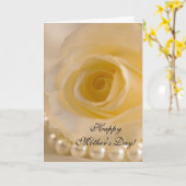 White Rose and Pearls Moederdag Kaart (Gele Bloem)