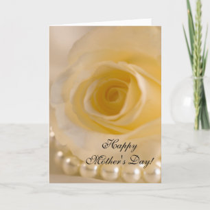 White Rose and Pearls Moederdag Kaart
