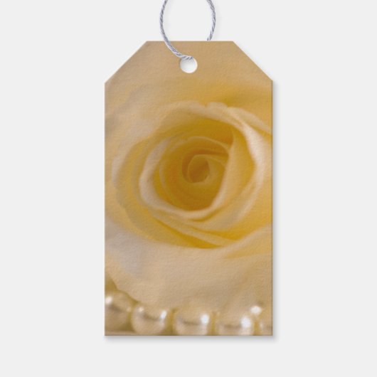 White Rose and Pearls Wedding Bedankt voor je favo Cadeaulabel (Voorkant)