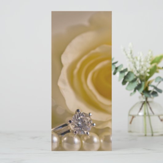 White Rose and Pearls Wedding Programme Programmakaart (Staand voorkant)