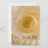 White Rose and Pearls Wedding Save the Date Kaart (Voorkant)