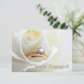 White Rose and Rings verloving Aankondiging (Staand voorkant)