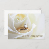 White Rose and Rings verloving Aankondiging (Voorkant / Achterkant)