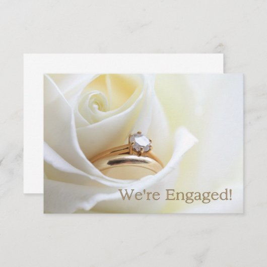 White Rose and Rings verloving Aankondiging (Voorkant / Achterkant)