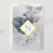 * White Rose AR26 Flower Monogram QR RSVP Wedding Kaart (Voorkant / Achterkant)