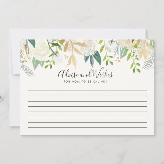 White Rose | Baby Shower | Advies en wensen Kaart (Voorkant)