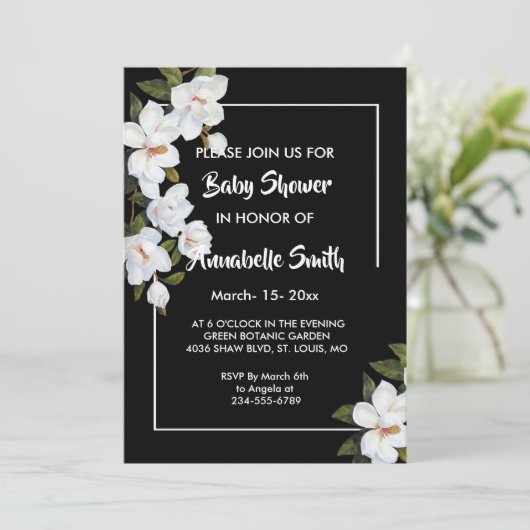 White Rose Baby shower Kaart (Staand voorkant)