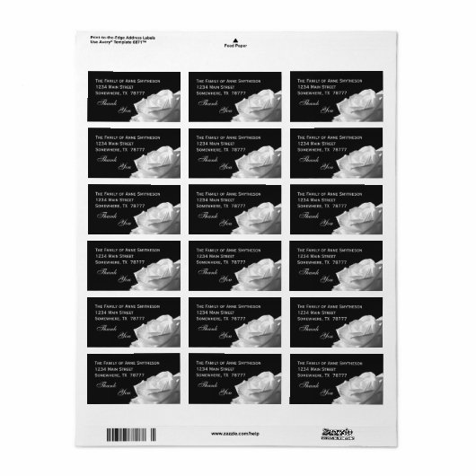 White Rose Bedankt Etiket (Full Sheet)