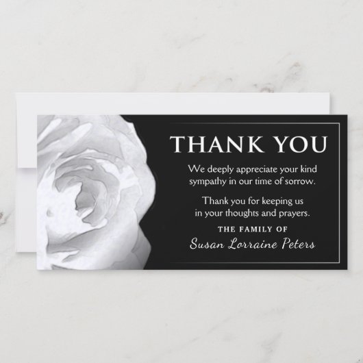 White Rose Bedankt voor je sympathie voor familie (Voorkant)