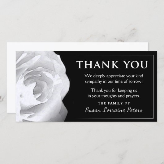 White Rose Bedankt voor je sympathie voor familie (Voorkant / Achterkant)