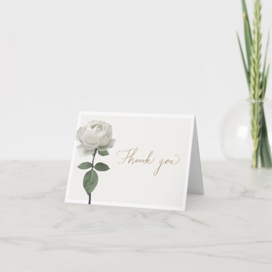 White Rose Begrafenis & Sympathie Dank u gevouwen Bedankkaart (Voorkant)