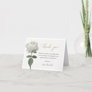 White Rose Begrafenis & Sympathie Dank u gevouwen Bedankkaart