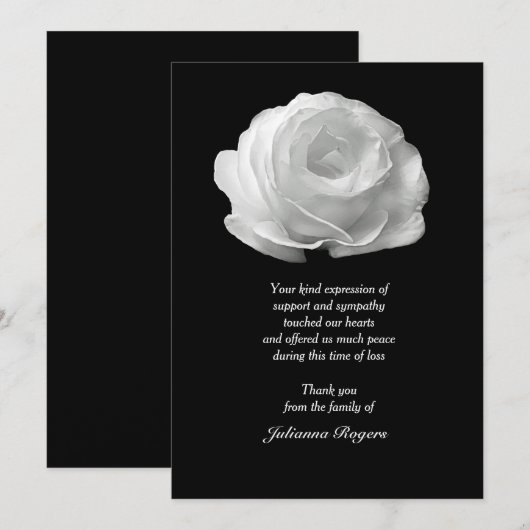 White Rose Bereavement - Bedankt voor je notities (Voorkant / Achterkant)