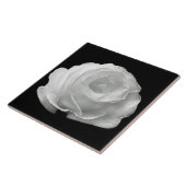 White Rose Black Background Ceramic Tile Tegeltje (Zijkant)