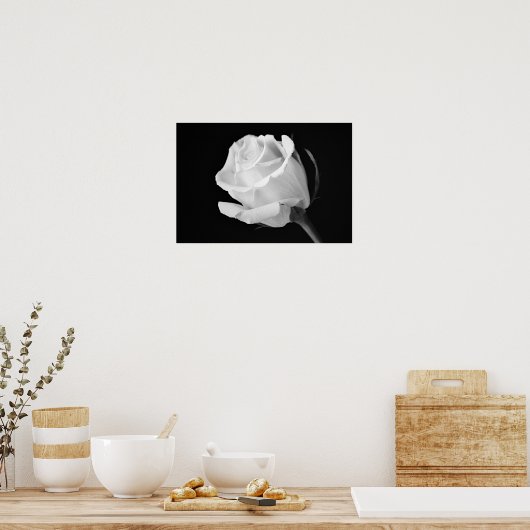 White Rose Black en White Photographic Art Print (Keuken)