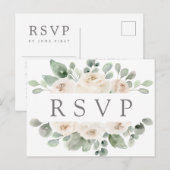 White Rose Bloemen RSVP Briefkaart met Maaltijdkeu (Voorkant / Achterkant)