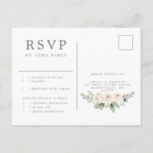 White Rose Bloemen RSVP Briefkaart met Maaltijdkeu (Achterkant)