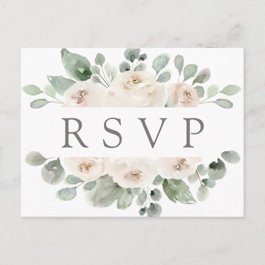 White Rose Bloemen RSVP Briefkaart met Maaltijdkeu (Voorkant)