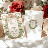 White Rose Bloemen Vintage Huwelijksuitnodiging Kaart